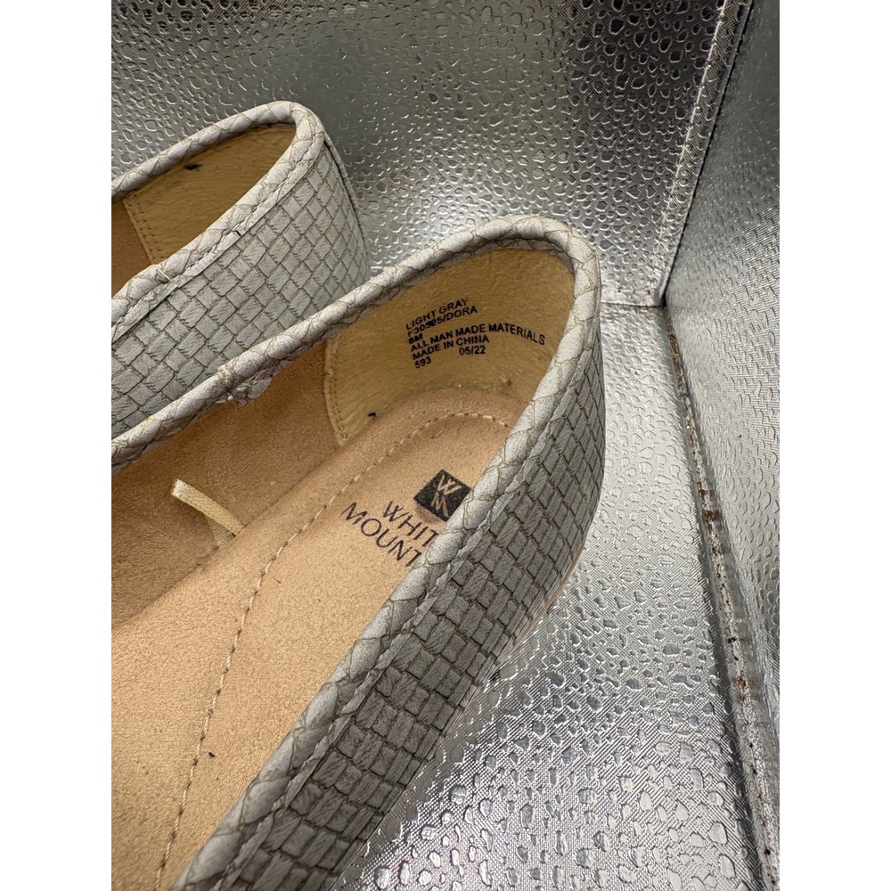 White Mountain Dora Light Gray Basketweave Slip On Loafers Shoes